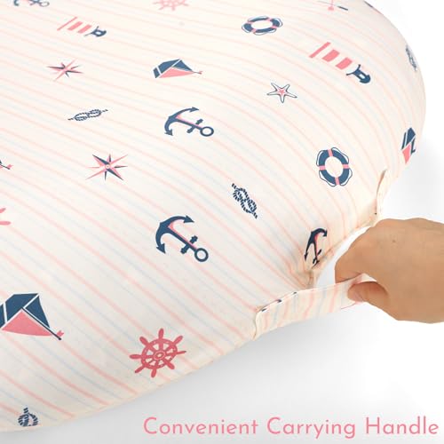 Image of DILIMI Newborn Lounger Cover, Ultra Soft Comfortable Lounger Slipcover Removable Cover for Infant Lounger Pillow, Navigation Anchor (Lounger Pillow Not Included)