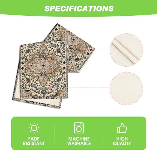 Artoid Mode Dark Blue Boho Bohemia Style Table Runner, Country Rustic Farmhouse Magical Halloween Kitchen Dining Table Decoration for Home Party Decor 13x72 Inch