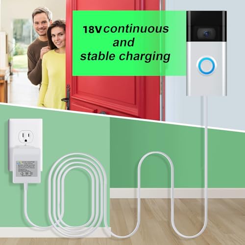 Doorbell Transformer 18V500MA Power Supply for Ring Video Doorbell,33FT Extension Cord Compatible with Ring,Google Nest,WYZE, Eufy,Blink Video Doorbells(with Mounting Tool)