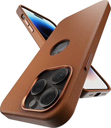 Image of eller sante Lexza for iPhone 14 Pro Case Cover, Premium Leather, Military-Grade Protection, Slim, Thin Compatible with iPhone 14 Pro Back Cover - Brown