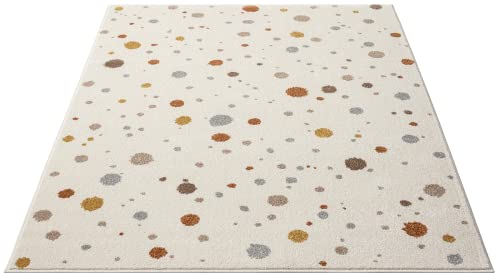 the carpet Beat Kids Moderner Weicher Kinderteppich, Weicher Flor, Pflegeleicht, Farbecht, Punkte Muster, Creme, 120 x 170 cm - 3