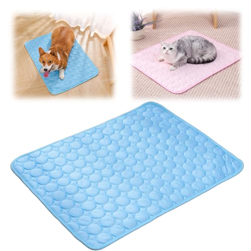 Pet Cooling Mat,Cooling Dog mat ice Silk,Summer Pet Bed for Dogs Cats,Kennel Pad Breathable Pet Self Cooling Blanket Dog Sleep Mat Machine Washable (Blue, XXL-150 * 100cm（40 * 60in）)