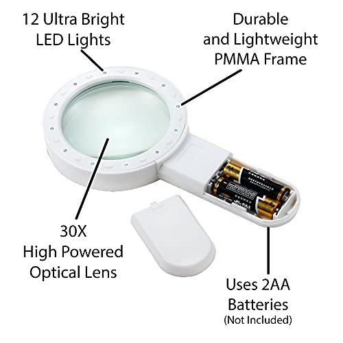 Pineapple Magnifying Glass with Light, 30X Handheld Large Magnifying Glass, LED Lighted Magnifier, High Powered Magnifying Glasses for Seniors, Macular Degeneration, Reading, Elderly 5 Pineapple Magnifying Glass with Light, 30X Handheld Large Magnifying Glass, LED Lighted Magnifier, High Powered Magnifying Glasses for Seniors, Macular Degeneration, Reading, Elderly - Image 6