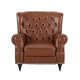 Christopher Knight Home Sunapee Tufted Recliner - Faux Leather - Cognac Brown/Espresso