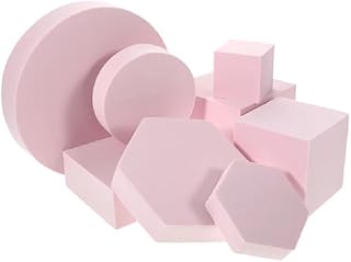 Hanabitx Juego de 8 piezas de cosméticos para fondo de fotos, espumas geométricas, cuadradas, decoración de fotografía, geometría cuadrada INS, color rosa
