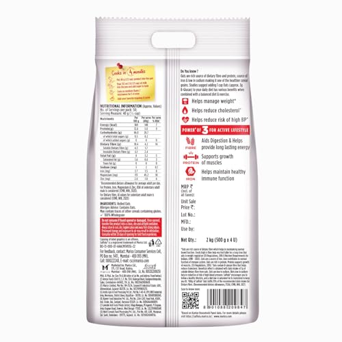 Image of Saffola Oats | 2kg | Instant Rolled |Soft & Creamy |Power of Protein, Iron & Fibre | Nutritious grain (Pack of 3)