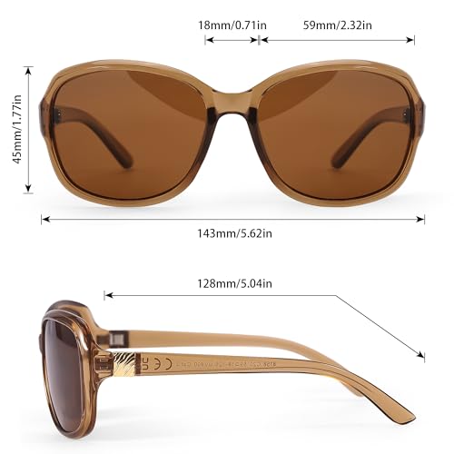 Image of SIPHEW Polarized Sunglasses for Women | Vintage Square Sunglasses w UV400 Protection | Womens Wraparound Shade