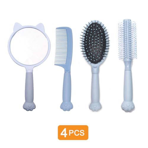 Traziewell Comb Set for Styling Men and Women with Handle Curly Combs Painless Smooth Hair Care Detangling Hairbrushes with Blue Personalised Mirror,SZ000508 - Image 3