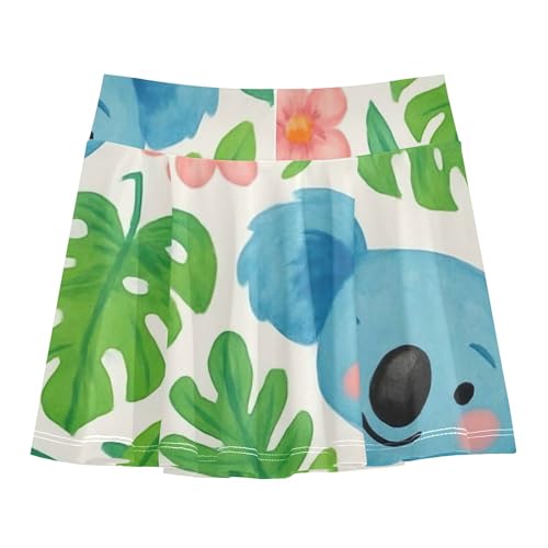 Joisal Girls' Shorts Athletic Skorts Cute Blue Koala Green Leaves Kids Tennis Skirts Clothes Pleated Skort 3t2