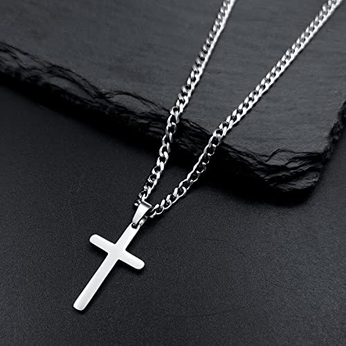 Cross Necklace for Men Women Stainless Steel Cross Pendant Necklaces Chain 20 22 24 Inches4