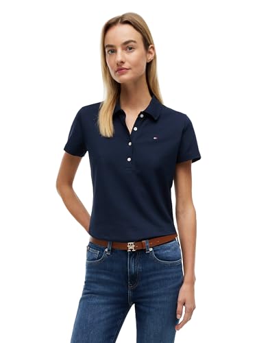 Tommy Hilfiger Women's Regular Short Sleeve Pique Polo, Dark Night Navy X-Small