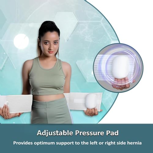 Image of Wonder Care Polyester Umbilical White Hernia Belt Pain Relief Support Brace With 1 Removable Compression Pad For Men & Women (4Xl)