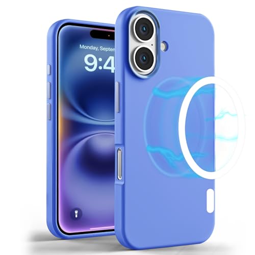 Image of GRIPP Rubon Case Compatible with Mag-Safe for iPhone 16 | 6ft Drop-Tested with D30 Technology, Soft Silicone, Anti-Slip Grip, Raised Metallic Camera Ring, Lightweight Back Cover - Blue