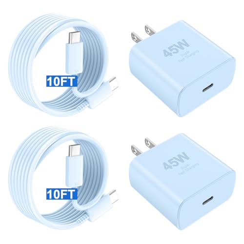 Image of Phone 17 16 Pro Max Charger Fast Charging,45W Phone 17 Charger Type C Chargers USB C Charge Block &10FT Long C Charging Cables Cord for Phone 17 /17 Pro / 17 Pro Max /Air /Phone 16 15 Pro Max,Blue