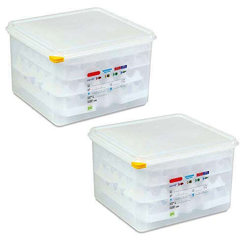 Lot de 2 boîtes de transport pour œufs - Dimensions : 354 x 325 x 200 mm - Récipient gastronorm GN 2/3 - Plastique polypropylène (PP)