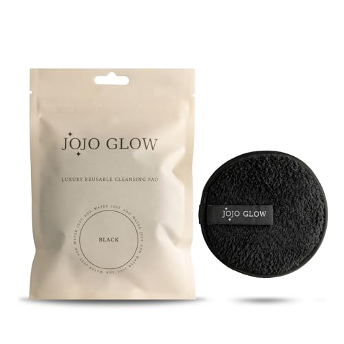 JoJo Glow Reusable Makeup Remover Pads (Pack of 1), Black – Microfibre Facial Cloths | Sustainable, Cruelty-Free, Chemical-Free Eye Makeup Removal with Water Only