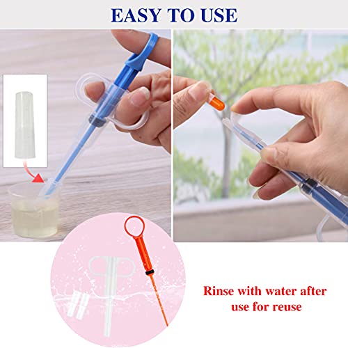 TAFAFTL Tablette Feeder,2 Stücke Medikamenten Feeder Pet Pusher Spritze Pet Pusher Spritze Tabletteneingeber für Katzen kleine Hunde(Rot und Blau) - Image 8