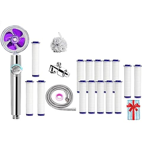 Handheld Turbocharged Pressure Propeller Showerhead Set, Besititli Hydro Jet Shower Head, 360° Rotating Vortex Shower Head Set with Replacement Filters Cover