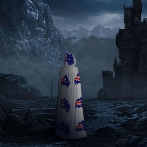 Cape à capuche carte médiévale et drapeau australien pour cosplay - 7