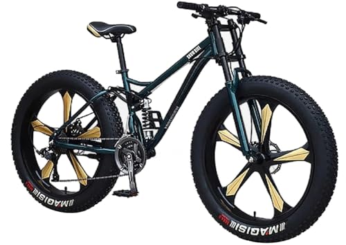 Kcolic Bicicleta Montaña 26 Pulgadas 21 Velocidades Neumáticos Anchos 4.0 Pulgadas, Cuadro Acero con Alto Contenido Carbono, Suspensión Completa, Freno Disco Doble, para Senderos Y Playa E,5