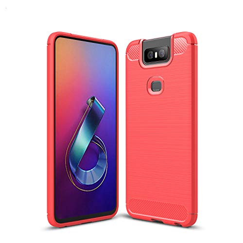FanTing Funda para ASUS Zenfone 6 ZS630KL, Suave TPU, Funda Suave y Duradera, Resistente a los arañazos, Funda para ASUS Zenfone 6 ZS630KL  Rojo