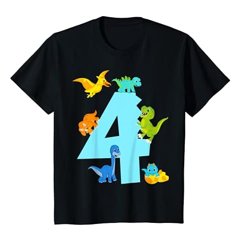 Camiseta Niños 4to Cumpleaños Niño 4 años Dinosaurio de juguete Cover