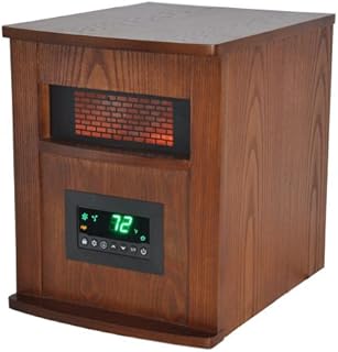 LIFESMART 6 Element Large Room Infrared Quartz Heater with Wood Cabinet and Remote