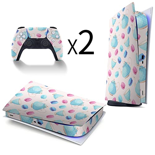 Tea Pots And Cups Full Protective Skin Cover Design Wrap Decal Sticker Compatible With Ps5 Digital Edition Console And Controller #TOP3