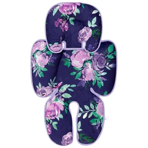 TANOFAR Carseat Head Support for Newborn, Soft Infant Car Seat Head Neck Body Support, Baby Car Seat Cushion Perfect for Car Seat, Stroller, Bouncer, 2-in-1 Reversible, Purple Floral Cover