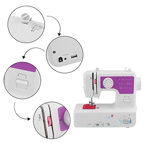 Machine à coudre électronique débutant double vitesse double fil compacte blanche