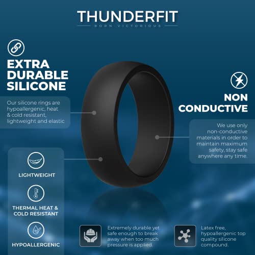 ThunderFit Mens Silicone Rings Wedding Bands Classic & Middle Line 8.7mm Wide 2mm Thick - 1/4/7 Variety Multipack2