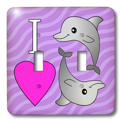 Interruptor doble morado 3dRose soluciona paredes aburridas con diseño de delfines infantil 3