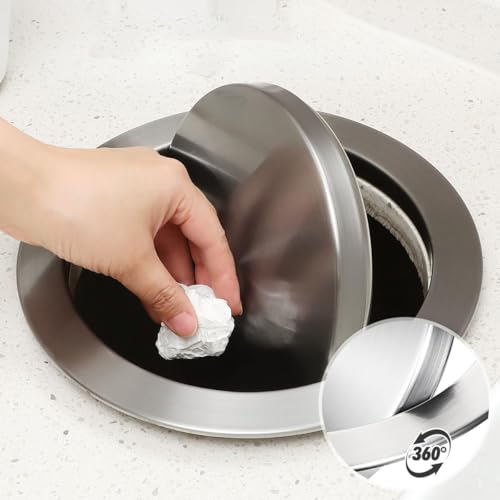 Ausi Runder Mülleimerdeckel aus Edelstahl, Ersatzdeckel für Küchenarbeitsplatte, Badezimmertisch, 21 cm (Silber)