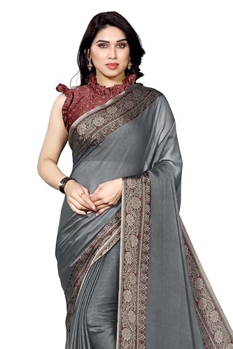 Image of MIRCHI FASHION Women Saree Ethnic Motif Print Chiffon | Breathable Lightweight Plain Weave Sari for Office and Daily Use (Available in 20 Designs)