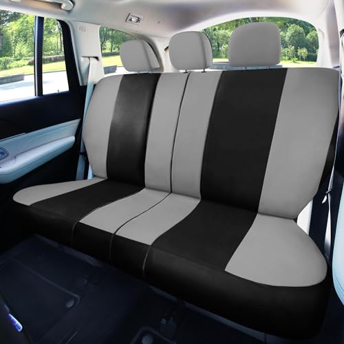 Image of FH Group Car Seat Covers Rear Set Cloth - Universal Fit Automotive Seat Covers, Low Back Front Seat Covers, Solid Back Seat Cover, Washable Car Seat Cover for SUV, Sedan and Van Gray