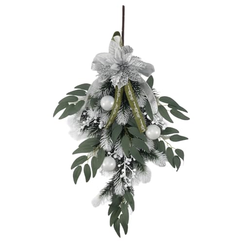 Asuinxurr Arrista Navidad gota botín con bayas, flores y adornos de bola para casa puerta interior y exterior casa Navidad