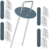 ONVAYA® Anclaje de suelo con arandela, 100 unidades, diámetro de 3,8 mm, longitud de 200 mm, anclajes de acero para fieltro antimalezas, estaca para clavar