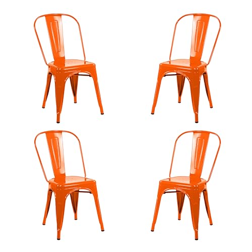 Vaukura Pack 4 sillas de Comedor de Metal
