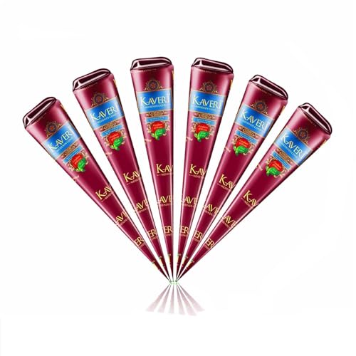 6 x Dark Brown Mehndi All Natural Body Art Organic Temporary Tattoo