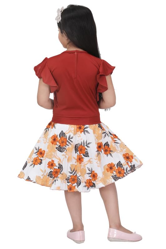 Image of SAIMINA Dresses Girls Regular Fit Printed Casual, Dailywear and Festivewear Cotton Dress Set