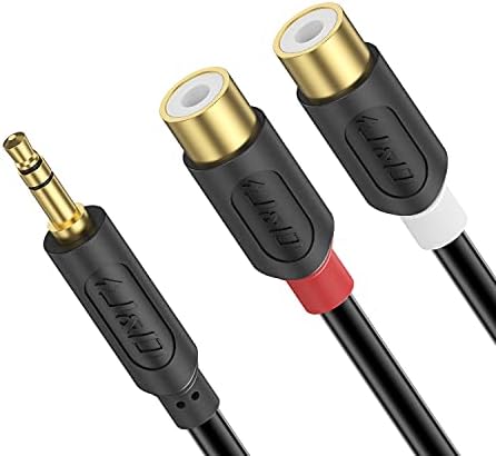 J&D 3.5 mm to 2 RCA Cable, Gold Plated Audiowave Series 3.5mm Male to 2RCA Female Stereo Audio Adapter Y Splitter RCA Cable, 6 Feet