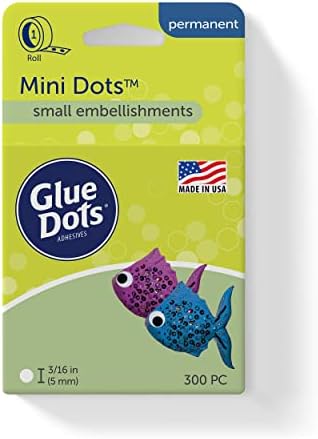 Glue Dots, Mini Dots, Double-Sided, 3/16", 300 Dots, DIY Craft Glue Tape, Sticky Adhesive Glue Points, Liquid Hot Glue Alternative, Clear
