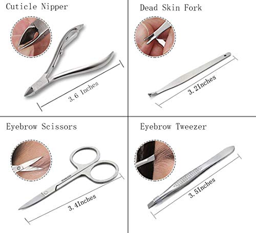 Conjunto de manicure, MUIIGOOD 19 peças kit de pedicure aparadores de unhas, ferramenta de cuidados