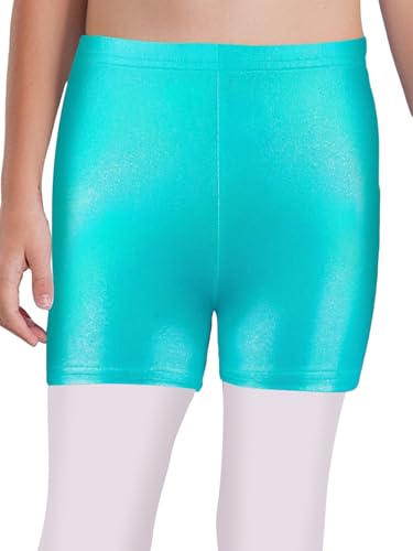Dance Short for Girls Shiny Metallic Printed Gymnastics Athletic Shorts Kids Sparkle Glitter Tumbling Bottoms4