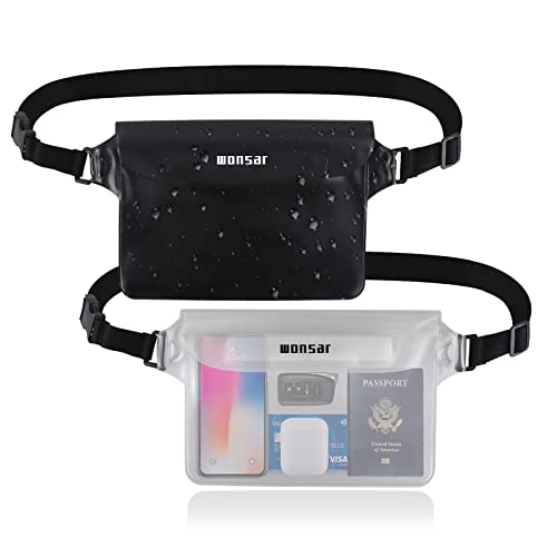 WONSAR 2 Stück wasserdichte Tasche mit Verstellbarem Gurt Wasserdichter Beutel Unterwasser handyhülle wasserdichte Bauchtasche für Wassersport Strand Schwimmen Bootsfahrten usw