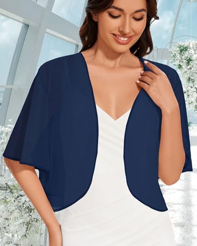 Image of Women Bolero Shrug Cardigan Open Front Cover Up Sheer Short Sleeve Kimonos for Evening Dress