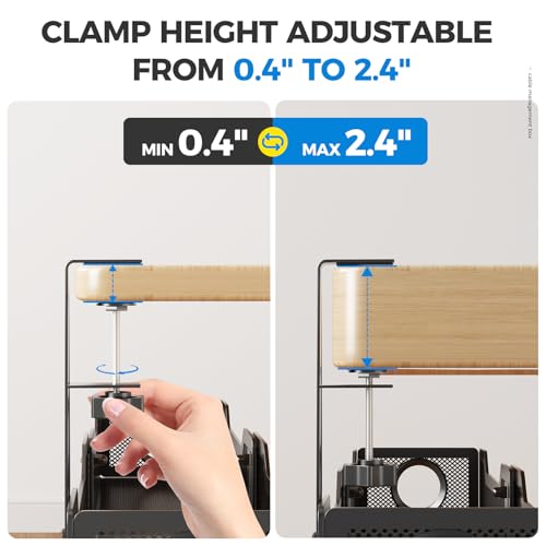 Image of [Upgraded] 25 inch Extra Large Under Desk Cable Management, Cinati Wire Organizers No Drill, Cable Tray with Clamp for Wire Management, Cord Organization Box for Office, Home - No Damage to Desk(Black)
