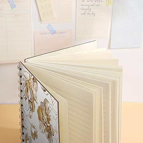DAOLEN-Lined-Hardcover-Spiral-Journal-Notebook-Glitter-Floral-Pattern-A5-100gsm-Ruled-Premium-Thick-Paper-Gold-Flower