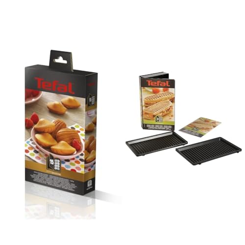 Tefal Coffret Snack Collection de 2 plaques grill-panini + livre de recettes XA800312 & XA801512 Snack Collection Mini Madeleine Accessoire pour Croque Gaufre,...