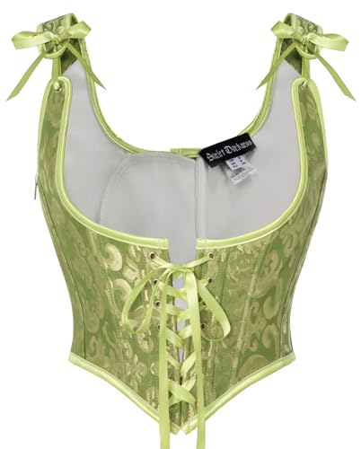 SCARLET DARKNESS Korsett Oberteile für Frauen Vintage Floral Unterbrust Korsett Schnürmieder Grün 44